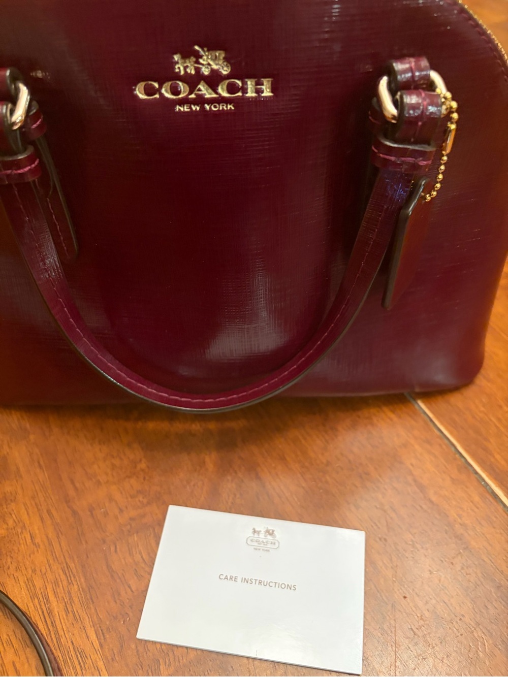 Coach Peyton Women's Dome Satchel Bag - Burgundy Leather - Picture 7 of 16